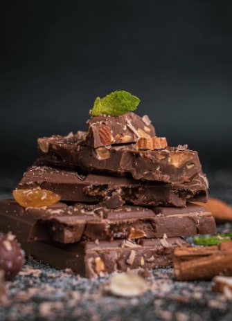 Chocolate and chickpeas on the table