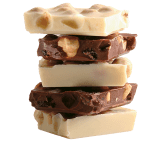 Скибки чорного і білого шоколаду